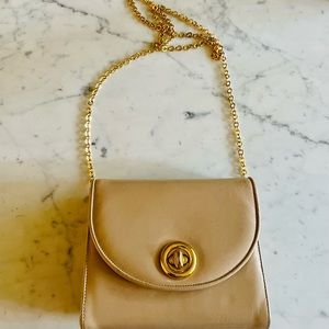 Sweet Vintage taupe leather crossbody bag with gold hardware